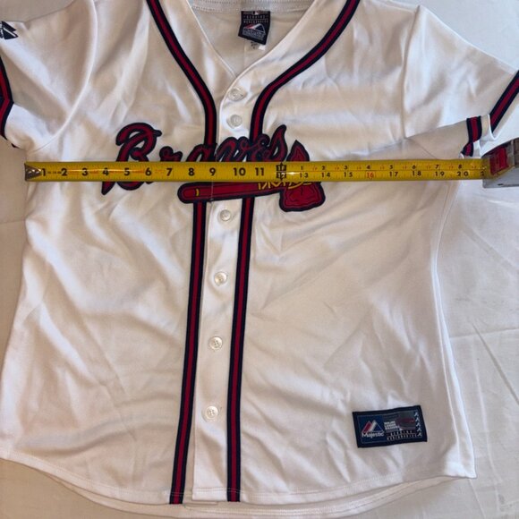 Adult Atlanta Braves Majestic MLB Baseball Jersey Top Size Large Button - Picture 6 of 7